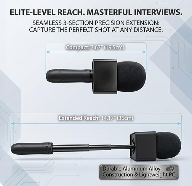 Mic Holder Stand for DJI Mic Mini2/Mini/3/2 RODE Wireless Microphone Desk Desktop Tripod & Handheld Interview Adapter, 2in1 Tabletop Telescopic Handle with Mic Flag for Vlog Podcast - Image 5