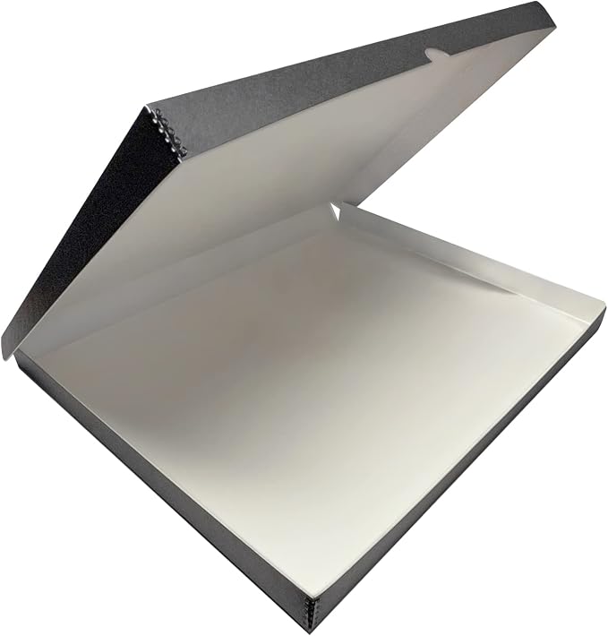 Lineco Clamshell Archival Storage Box, 11.5x14.5x1.75 Inch, Gray | Acid-Free with Metal Edge Boxboard, Organize and Store Photos Documents Cards Negatives Magazine Prints Family Records DIY by Lineco
