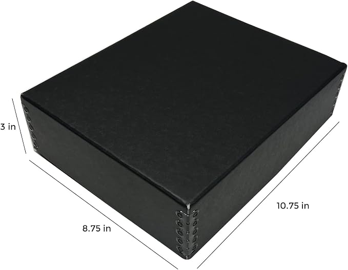 Lineco Museum Archival Storage Box, Drop Front, 8.75x10.75x3 in, Black | Acid-Free with Metal Edge, Preserves Picture Longevity, Organize Photos, Newspapers, Prints, Documents, Crafts, DIY - Image 2
