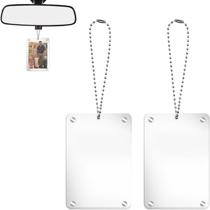 2Pcs Photo Holder for Car, Universal Acrylic Car Photo Frame for Rearview Mirror, Personalized Hanging Picture Frames Accessories and Decor, Gift a Hanging Picture Frame to Your Friend by Unknown