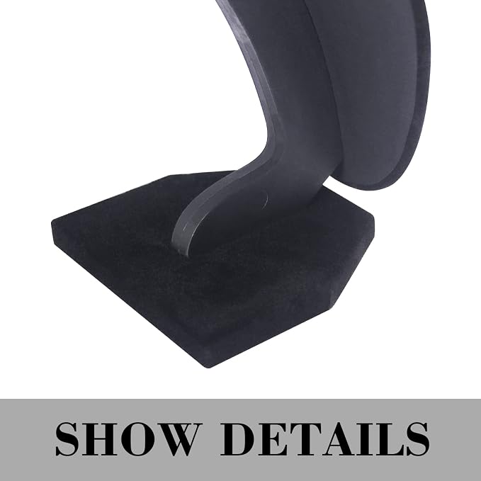 Julysky 3D Necklace Display Stand For Selling,Velvet Chain Jewelry Bust Holder Organizer (1, black) - Image 4