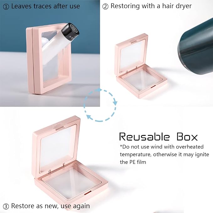 6 PCS 3D Floating Frame Display Holder Stands, Coins Display Case Travel Portable PE Film Jewelry Storage Box Transparent Display Organizer for Challenge Coins, AA Medallions, Gems 2.7/4.33 IN (2.7in) - Image 8