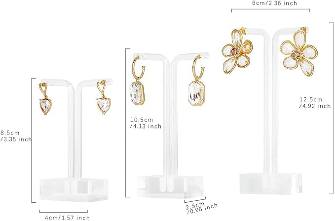 3pcs acrylic T bar earring display stand for show, retail hanging earring holder for online business, transparent jewelry Photography Props【Acrylic Earring T Stand-3pcs 】 - Image 4