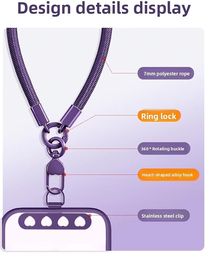 Phone Wrist Strap Lanyard Hand Wristlet with 360° Rotating Clip Stainless Steel Tether Buckle Finger Grip Strong Durable Anti-Tangle Universal for iPhone 17 Pro Camera Keychain Travel Beige - Image 8