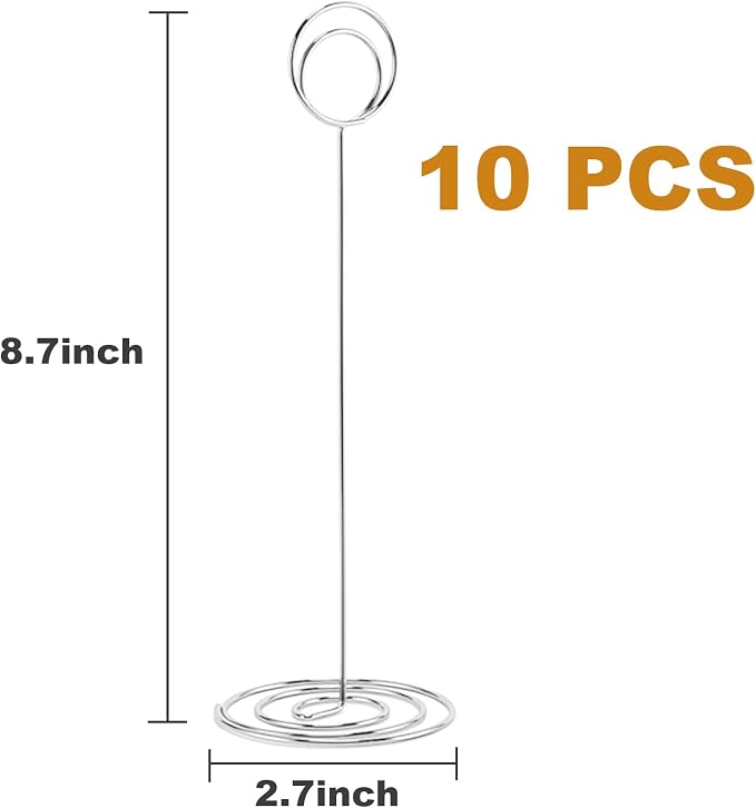 Table Number Holders, 10PCS Place Card Holder, Photo Holder (8.7" Silver) | Picture Holder, Card Stand Name Menu Clips, Large Size Table Sign Card Holder for Centerpieces Wedding Birthday Party - Image 2