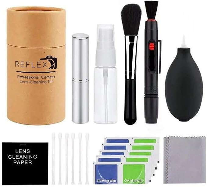 REFLEX CAMERA Professional 19 in 1 Camera Cleaning Kit, Camera Lens Cleaning Kit with Lens Pen, Air/Dust Blower, Microfiber Lens Cloth, Sensor Cleaning Swabs, Lens Solution & Handy Storage Container by ReflexCamera