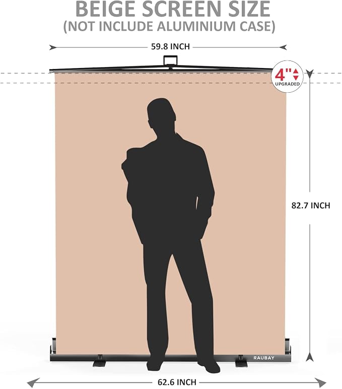 【Easy Set Up】 RAUBAY 59.8 x 82.7in Collapsible Beige Backdrop Screen | Portable Retractable Panel Photo Nude Background with Stand for Video Conference, Photographic Studio, Streaming - Image 2