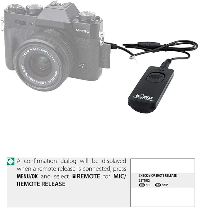 Kiwifotos Remote Trigger Shutter Release for Fuji X-T30 X-T20 X-T5 X-T4 XT3 | for Fujifilm X-T30 III II XT20 XT5 XT4 X-T3 X-T2 XT2 X100VI X100V X100F X-E3 X-E2S XPRO3 GFX100S II X-A5 & More Cameras - Image 6