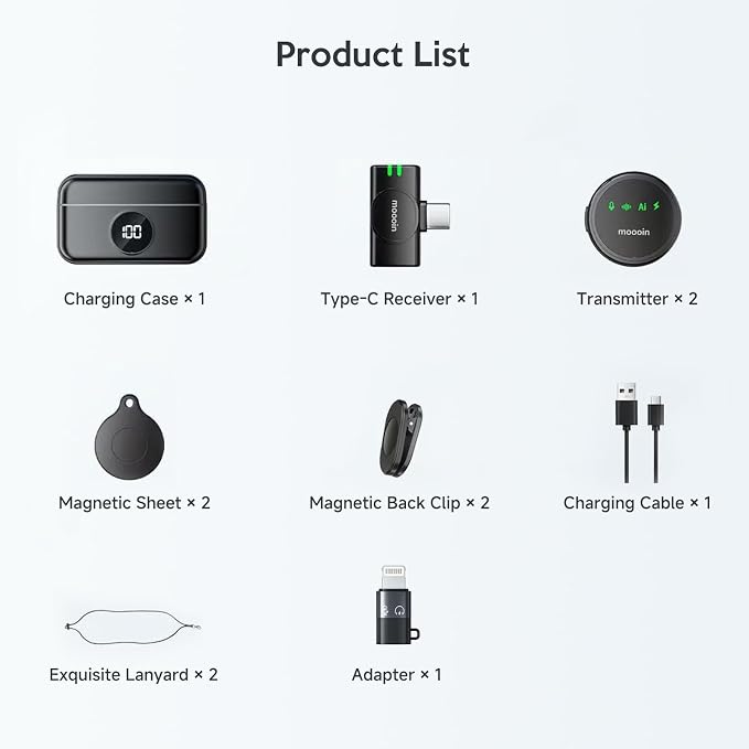 Wireless Lavalier Microphone for iPhone, with AI Noise Reduction – Plug-and-Play Clip-on Mic for iPhone/iPad/Android, Long Battery Life Mini Portable for Vlogging, Live Streaming, Interviews - Image 7