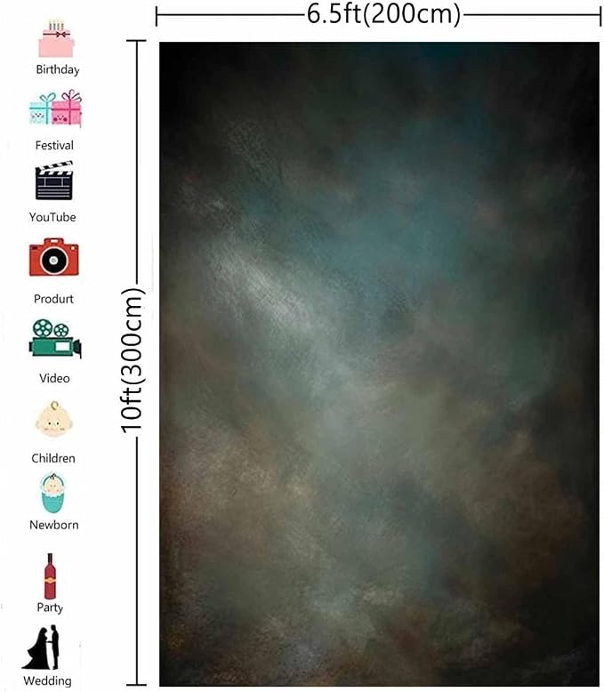 6.5x10ftAqua Backdrops Portrait Backdrops for Photography Mottled Photo Background - Image 3