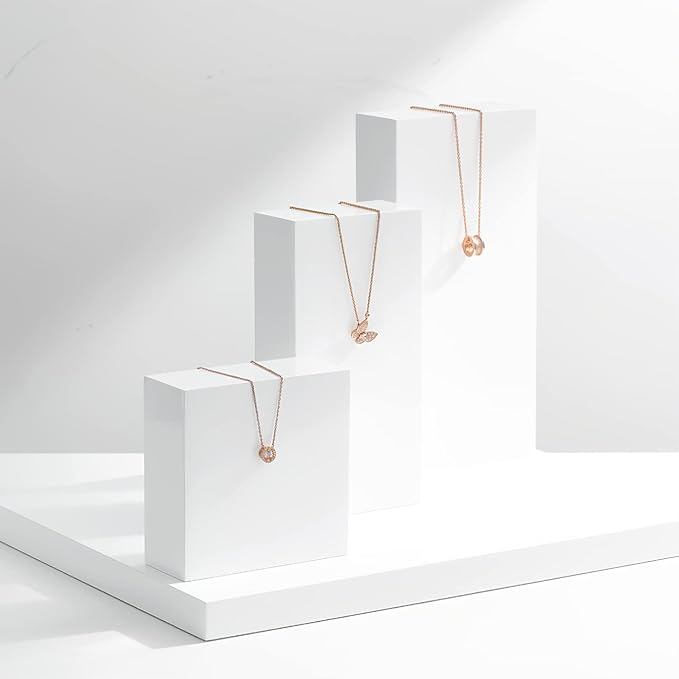 Oirlv Solid Wood Minimalism Style Jewelry Display Stand Showcase Jewelry Organizer Square Holder White Display Stand Riser (SM05206) | Great for Photography or Display Scenarios.Making Jewelry Look Better in Photos, Displays or Home Decor,15.74"x11.81"... - Image 8