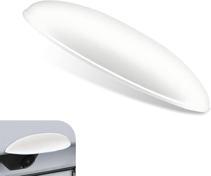 Car Rear View Camera Cover, Waterproof ABS Wider Reversing Camera Shield, Anti-rain Anti-Glare Backup Lens Guard, Self-Adhesive Modification Accessory for Most Cars (White) by Unknown