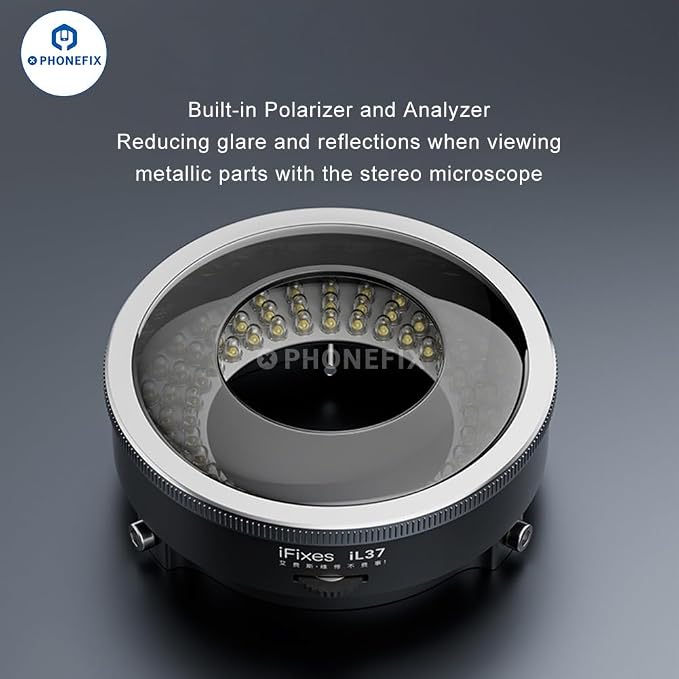 Microscope Polarized 96-LED Ring Light Anti Glare Microscope Lamp Illuminator for Soldering Repair Industrial Camera - Image 9