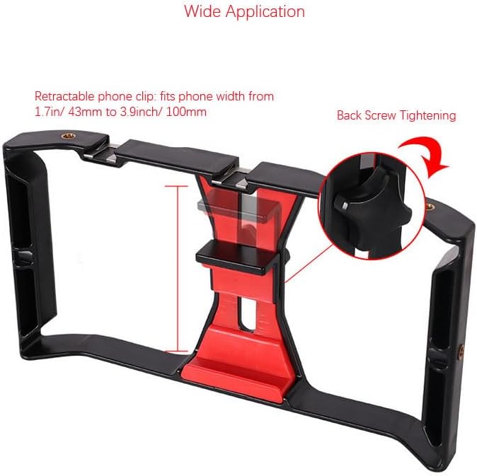 Smartphone Video Cage Rig, HuaerHui Handheld Phone Video Filmmaking Vlogging Stabilizer Grip Tripod Mount Fits Most Phones, with Cold Shoe Mounts, 1/4in Screw Holes to Connect LED Lights/Microphones - Image 7