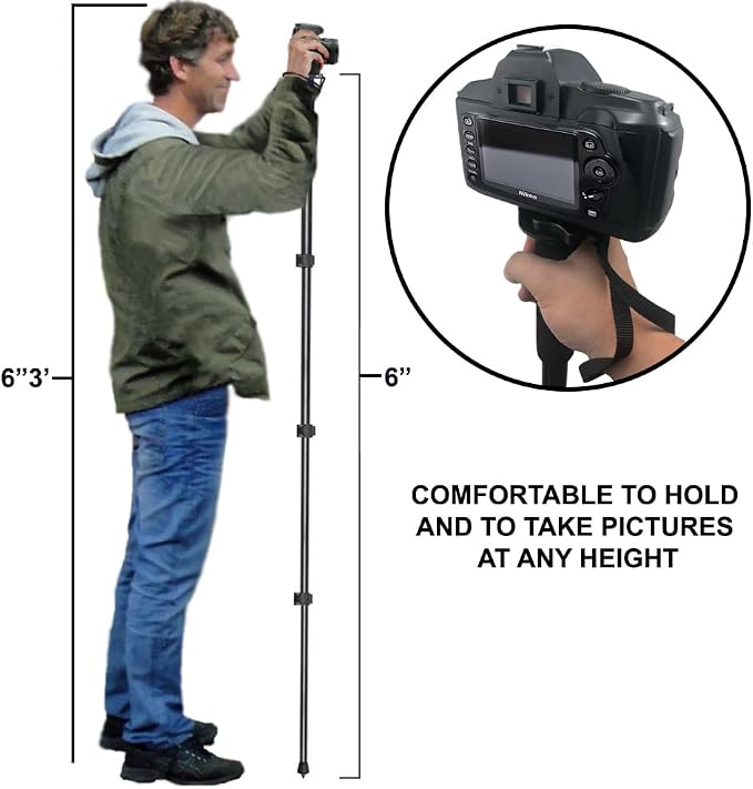 72" Monopod w/Quick Release for Canon, Nikon, Sony, Samsung, Olympus, Fujifilm, Panasonic, Pentax, and Other Digital SLR Cameras/Universal Camcorders - Image 4