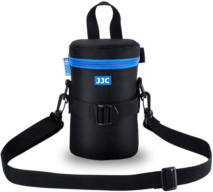 JJC Camera Lens Case Pouch, Padded Bag Fits Lens up to 3.1 x 6.1 (D x L) | for Canon RF 85mm/EF-S 55-250mm/EF 75-300mm/Nikon Nikkor AF-S 55-300mm Lens & More, Waterproof Polyester, with Shoulder Strap by JJC