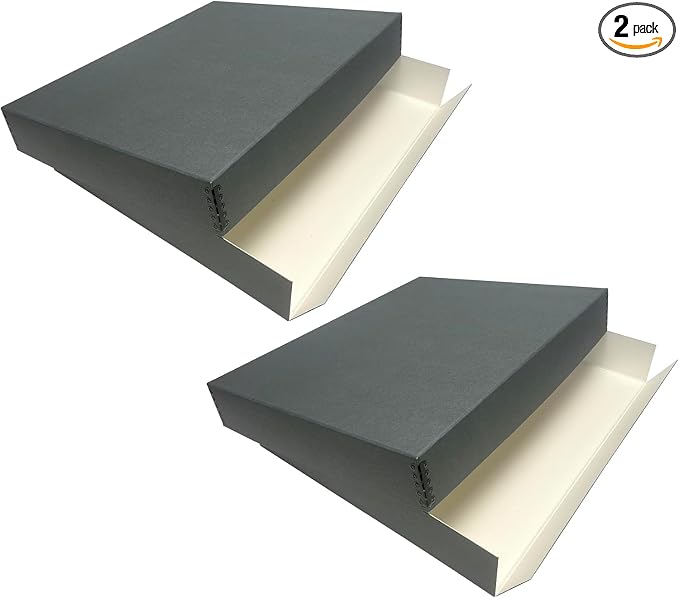 Lineco Drop Front Archival Storage Box, 16.75x20.75x3 in, Gray, 2 Pack | Acid-Free with Metal Edge, Preserves Picture Longevity, Organize Photos, Newspapers, Prints, Documents, Crafts, DIY by Lineco
