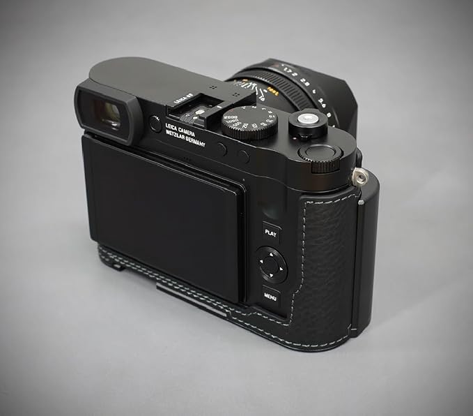 LIM'S Genuine Italy Leather Camera Half Case Metal Grip Dovetail Plate for Leica Q3 [Black] - Image 8