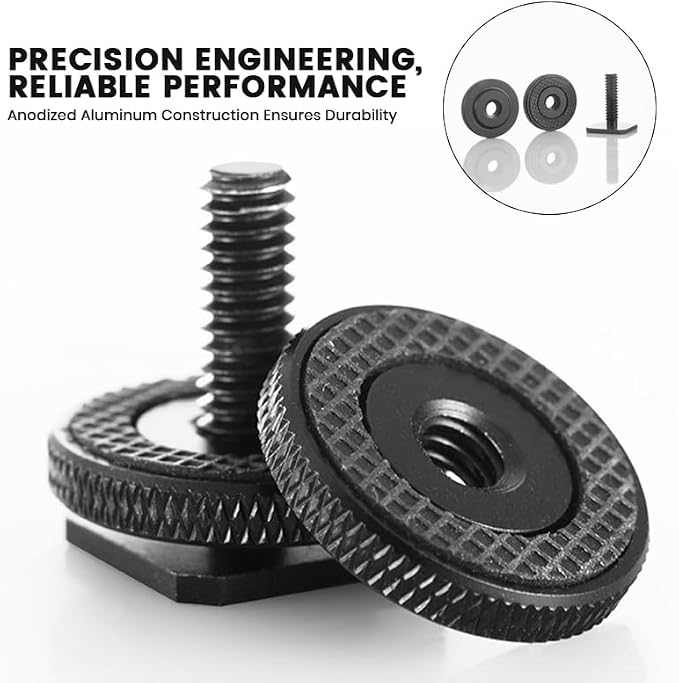 Hot Shoe Adapter 1/4 Inch Camera Hot Shoe Mount Adapter Tripod Screw for DSLR Camera Rig Cold Hotshoe Screw Accessory Attachment for Camera Flash Shoe to 1/4"-20 Male Post Adapter with Locking Disk - Image 5