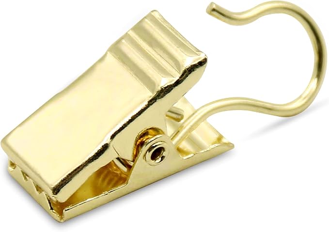 Coideal Small Curtain Clips Gold - 100 Pack Stainless Steel Curtain Hooks for Hanging Party String Lights Indoor, Art Crafts, Christmas Wedding Decoration (Light Gold) by Coideal