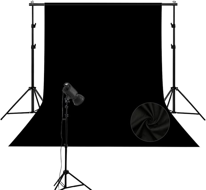 Black Photography Backdrop for Photoshoot, 10x10 Ft Polyester Photo Backdrop Curtains, Black Backdrops Screen for Photo Studio, Video, Content Creators, Birthday Parties Background by Unknown