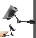JCWINY Tablet Holder for Mic Stand, Adjustable iPad Mic Stand Mount, Tablet Holder with Clamp Mount for Pole Desk Kitchen Cabinet, Compatible with 4.7 to 12.9" iPad, iPhone, Android Smartphones by JCWINY