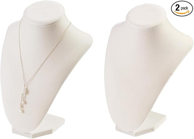 Julysky 3D Necklace Display Stand For Selling,Velvet Chain Jewelry Bust Holder Organizer (2, beige) by Julysky