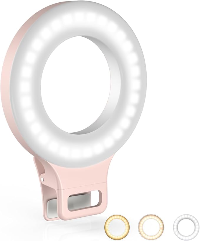 Clip on Ring Light, Kimwood Rechargeable 60 LED Selfie Ring Light for Phone, Laptop, Tablet (3 Models, 5 Level Brightness) by Kimwood