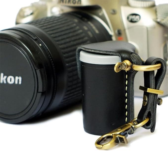 ZVZKC Leather 35mm Film Case Keychain, 35mm Film Holder Film Canisters with Caps for Film Photography & Gifts,H1.96in (Black) - Image 3