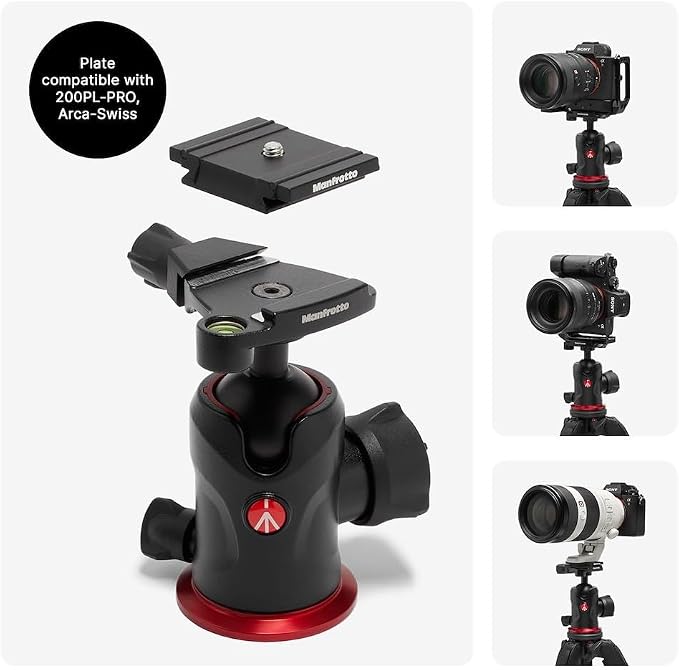 Manfrotto 190X AS, 3-Section Aluminum Camera Tripod, Photo-Kit with Ball Head, Ground Level, Arca-Swiss Plate, Quick Power Lever Lock, 22lbs Payload, for DSLR and Mirrorless, Photo Shooting Supports - Image 3