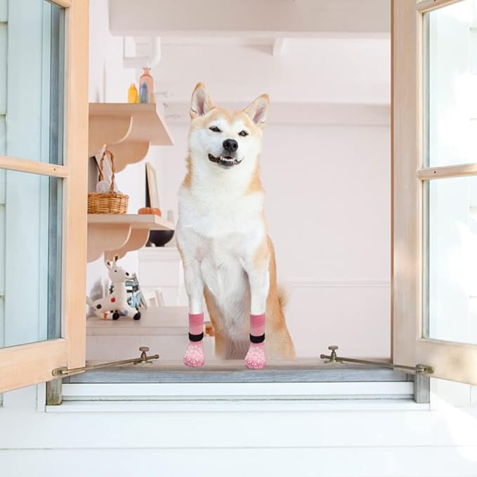 EXPAWLORER Anti Slip Dog Socks to Prevent Licking Paws, Dog Shoes for Hot Pavement, Dog Booties for Small Medium Large Senior Dogs, Traction Control Boots & Paw Protectors for Hardwood Floors - Image 5