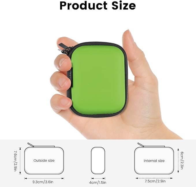 Earphone case, RISETECH Earbud Carrying Case Holder Hard EVA Headphone Small Zipper Pouch Compatible with Flash Drive, USB Charging Cable, SD Memory Card, AirPods, Sony Wired Earbuds with Clip -Green - Image 6