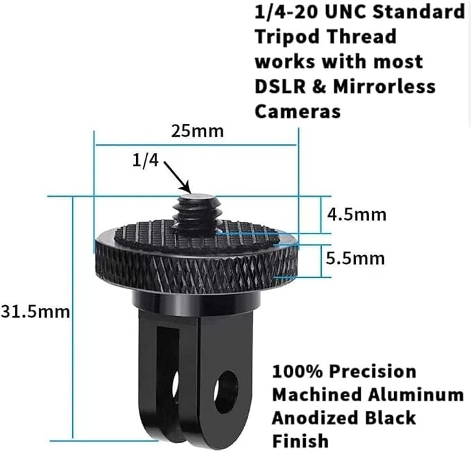 Aluminum Camera Tripod Adapter 1/4"-20 Conversion Adapter Mounts Compatible with Gopro Action Cameras Insta360 and Other Standard 1/4 Accessories, Quarter Inch Mount Adapter (Type AA) - Image 12