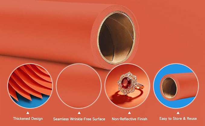 YSKE-Seamless Bright Orange Paper Backdrop Roll for Photography, Photo Background,Roll of Paper with Backdrop Cover for Background Stand,Thick Anti-Wrinkle Matte(106.9''x36' Bright/Rust Orange) - Image 4