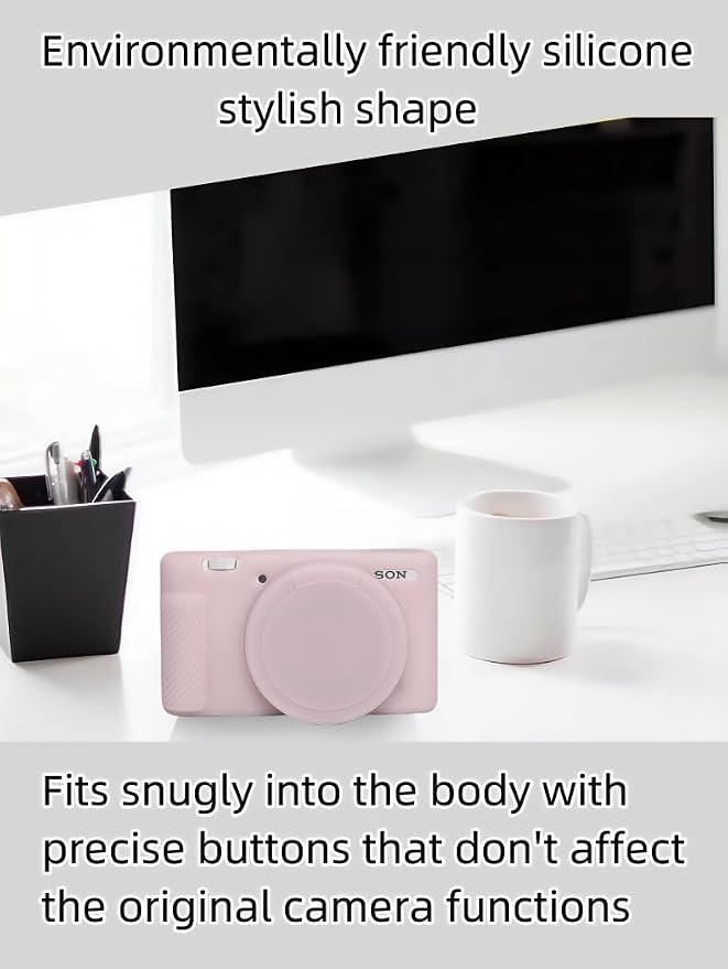 Camera Case for Sony ZV1 Digital Camera.ZV-1 Accessories | Soft Silicone Protective Case Removable Lens Cover,Comes with 2 Screen Protectors and 1 Wrist Strap.(Jelly Pink) - Image 7