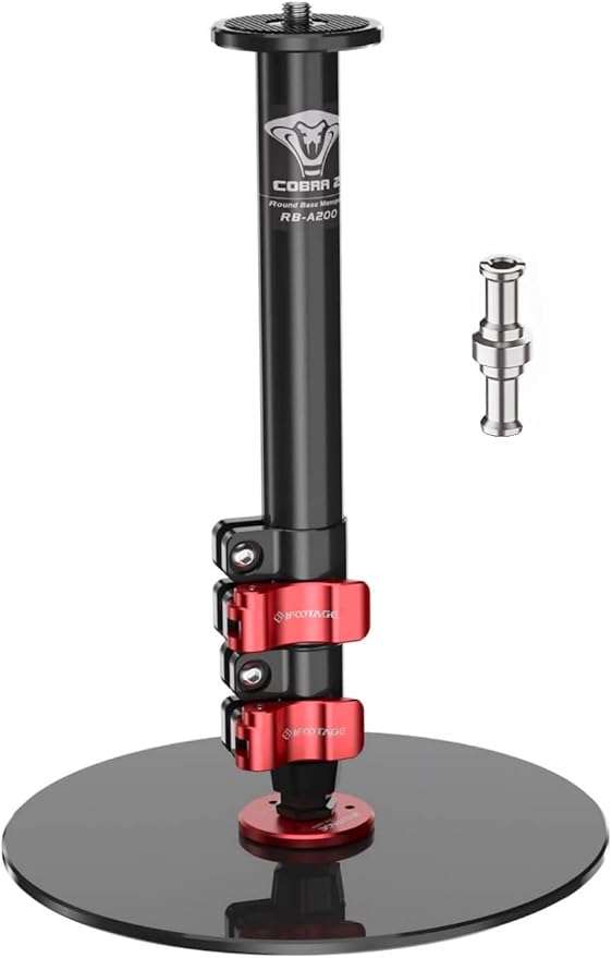 IFOOTAGE RB-A200 Round Base Monopod 22" Aluminum Tripod Stand | Tabletop Tripod Stand for Desk Compatible with DSLR Camera Light Webcam for Live Streaming Vlogging, Payload 10KG/22LBS by IFOOTAGE