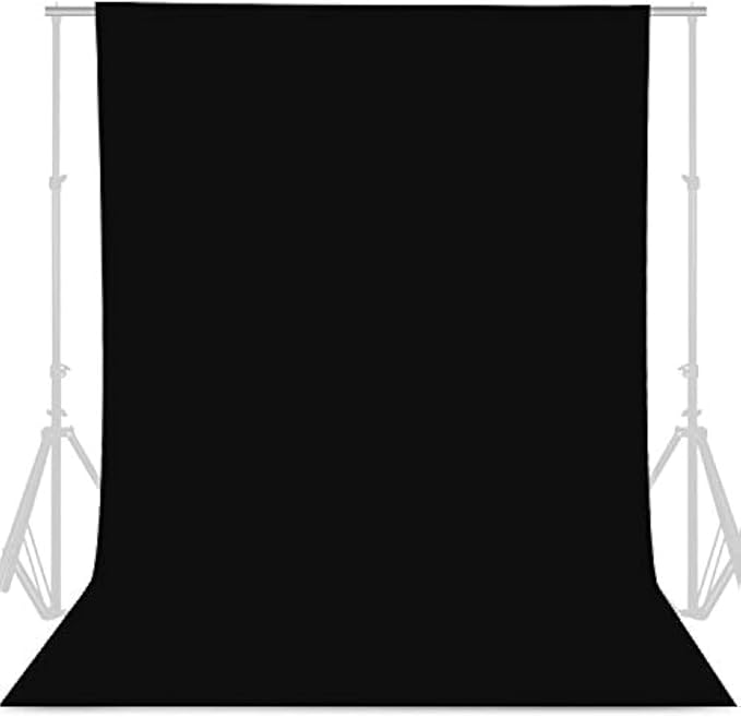 GFCC 8FTX10FT Black Backdrop Background for Photography Photo Booth Backdrop for Photoshoot Background Screen Video Recording Parties Curtain | Non-Reflective, Polyester, Easy Hang, Multipurpose Screen for Studio Photo Booth, Video Recording, Portrait,... by GFCC