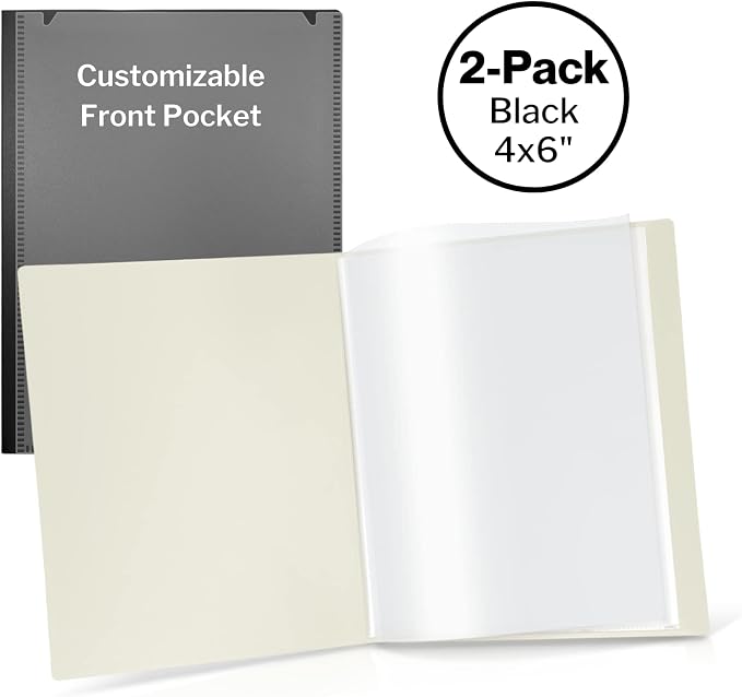 Cranbury 2-Pack Mini Photo Binders 4x6, 48 Photos, Clear Sleeves, Black | 24 Pockets Each, Customizable Covers, Compact Storage for 4x6 Photos & Keepsakes - Image 6