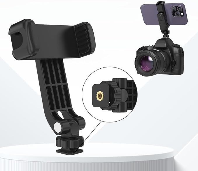 Flexible Phone Tripod Mount Adapter, Universal Smartphone Mount Adapter, Camera Cold/Hot Shoe Phone Tripod Holder for iPhone 17/16/15/14, Samsung Pixel Canon Nikon DSLR and More Cameras by Followus