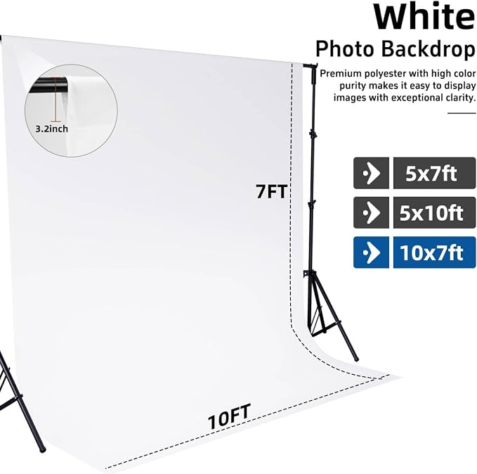 White Photo Backdrop for Photography Photoshoot Background, 10x7FT | Multipurpose Screen for Portrait Studio Video Recording Party Non-Reflective Easy Setup High Density - Image 4
