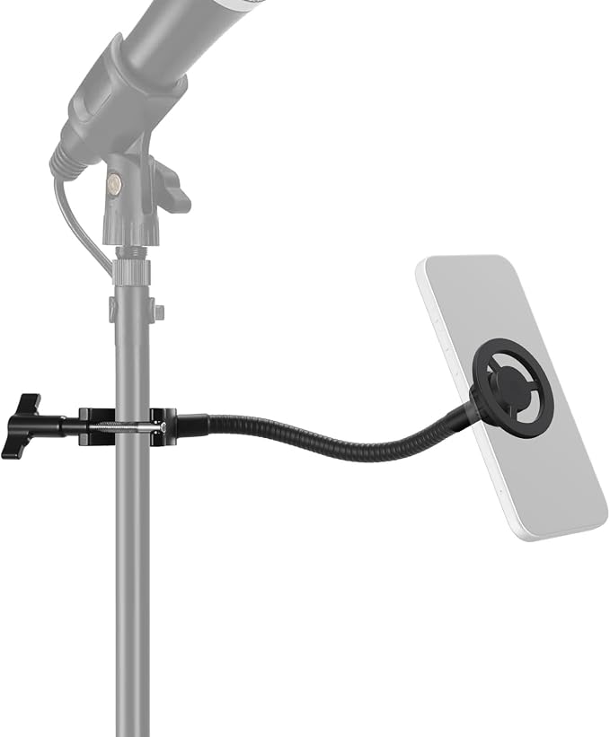 NEEWER BASICS Magnetic Phone Holder for Mic Stand with Flexible Tube, Magnet Adjustable Boom Pole Arm Mount Compatible with iPhone Android Samsung for Microphone Music Guitar Audio Recording, MS040 by Neewer