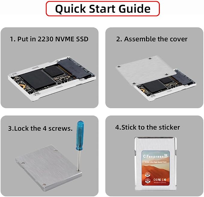 Type-B CFexpress to NVME 2230 Memory Card Kit Case CFE CFB NGFF M-Key Adapter Alloy Shell for Camera 8K RAW PCIe Expansion - Image 2
