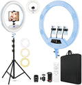 MACTREM Blue 22" Ring Light for iPad iPhone with 75" Tripod Stand Barber | LCDisplay,2 Usb Ports, Fits Ipad/Tablet 12.9", 2600k-6500k Color Temperature, For Barber/Tattoo Tiktok Video Recording Vlog by MACTREM