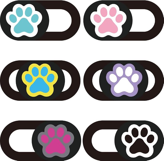 6Pcs 6 Styles Paw Print Cute Laptop Camera Cover 0.04 Inch Privacy Guard Accessories, Webcam Cover Slide Ultra Thin Protector Blocker for Desktop Computer Tablet Notebook Mini PC Office Use by PRESSINART