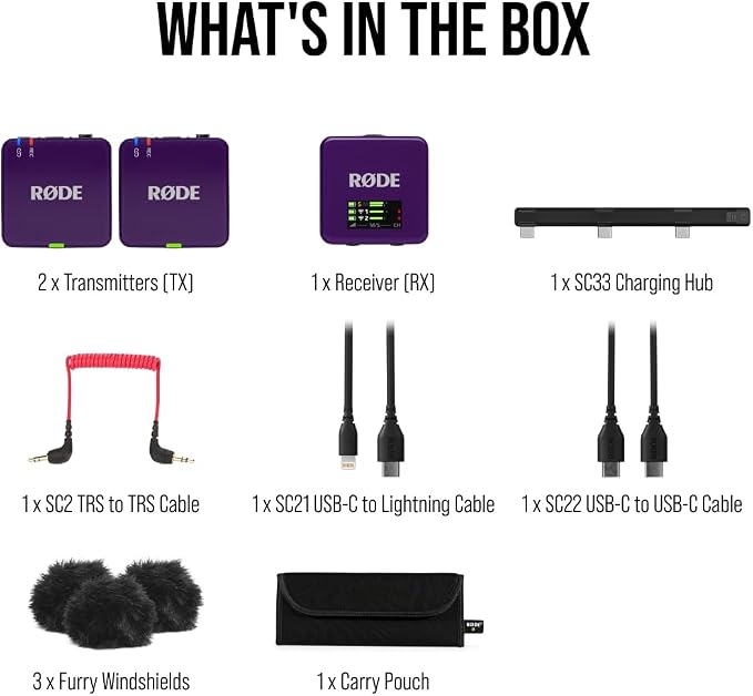 RØDE Wireless GO (Gen 3) – Compact Wireless Mic – Pristine Audio, 32-bit Float Recording, Automatic Level Control, for Phones, Cameras and Computers (Purple) - Image 9