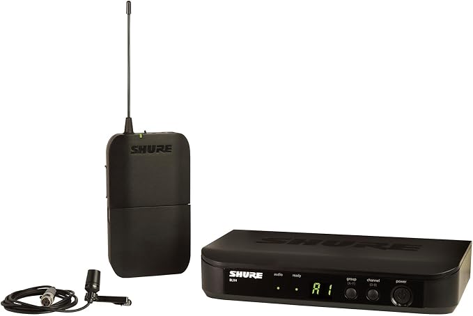 Shure BLX14/CVL Wireless Lavalier Microphone System - H10 Band | 14-hour battery and 300 ft UHF range with CVL lavalier mic, bodypack and single-channel receiver for presenting by Shure