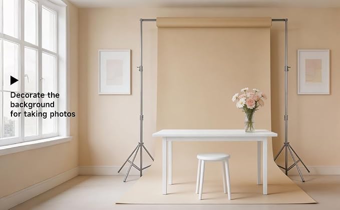 YSKE-Seamless Beige Paper Backdrop Roll for Photography, Photo Background,Roll of Paper with Backdrop Cover for Background Stand,Thick Anti-Wrinkle Matte(53''x16.4',Beige/Tan) - Image 9