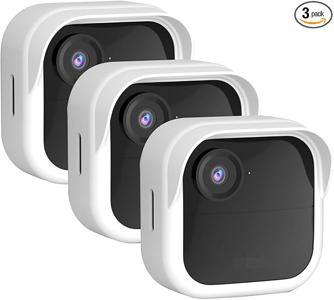 Silicone Case for All-New Blink Outdoor 4 (4th Gen) / 2K+ (White, 3 Pack) | Weatherproof Protective Skin Cover with Hat Brim for All-New Blink Outdoor 4 & 2K Smart Security Camera by QOPOTO