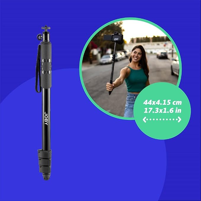 Joby Compact Monopod 2-in-1, Camera/Action Cam with Ball Head, Universal ¼-20” Mount, Swivel Mount Compatible with GoPro, DSLR, Mirrorless Camera, Colour: Black - Image 3