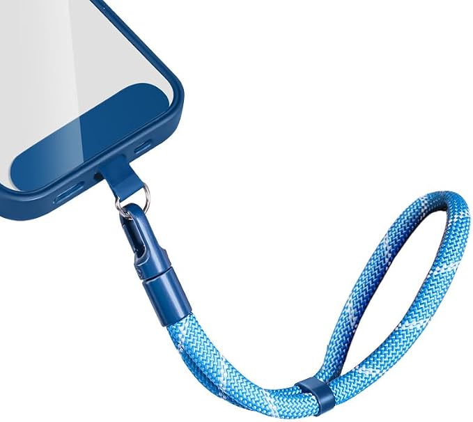 Phone Wrist Strap Lanyard Hand Universal Adjustable Phone Finger Grip Wristlet with Patche Tether Anti Theft for iPhone 16 Pro Max 15 14 Charms for Keychain USB Flash Drive Wallet ID Tag Blue-White by Casecond